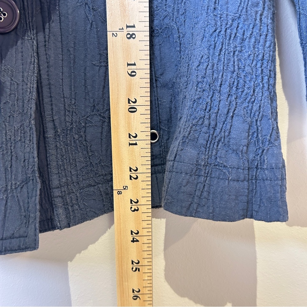 Piccadilly Vintage Navy Blue Lagenlook Crinkle Texture Jacket With Grommets Sz 6 - Picture 7 of 8